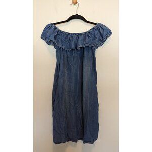 Altar'd State Women's Sleeveless Chambray Blue Mini Small Dress